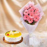 Gerberas Bouquet And Pineapple Cake Combo