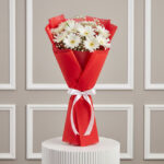 10 White Gerbera Flowers Bouquet