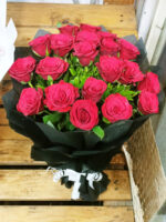 20 Roses Flower Bouquet with Black Wrapper - Image 2