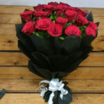 20 Roses Flower Bouquet with Black Wrapper