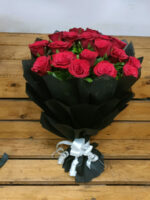 20 Roses Flower Bouquet with Black Wrapper