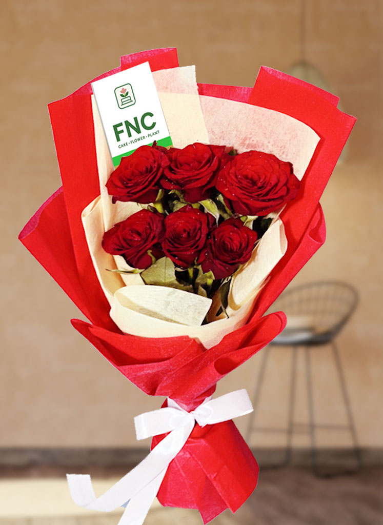 6-roses-bouquet 6 roses flower bouquet - Image 1