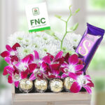 Orchid with Ferro Rocher Treasures Basket