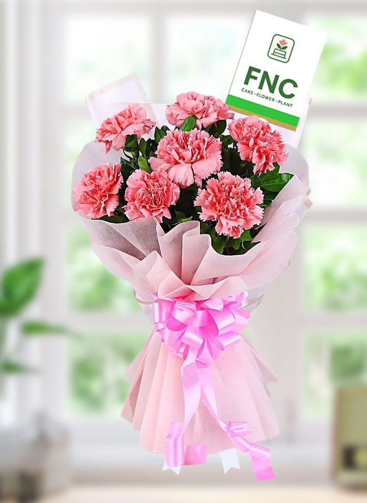 carnations-flower-bouquet-1 8 carnation Flower Bouquet - Image 1