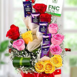 Dairy Milk N Roses Step Arrangement