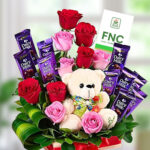 Chocolate N Flower Arrangement with Teddy