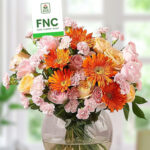 Mixed Flowers in Glass Vase