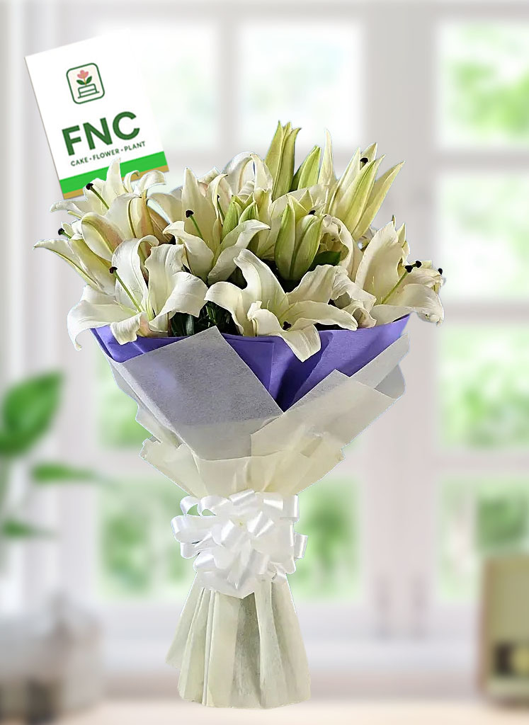 lily-flowers-bouquet White Lily Bouquet - Image 1