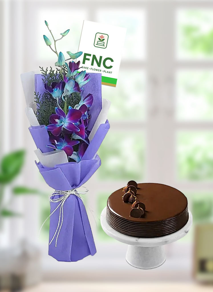 orchid10 Enchanting Orchid Bouquet & Truffle Cake - Image 1