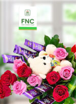 Chocolate N Flower Arrangement with Teddy - Image 2